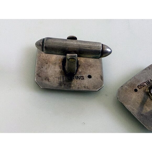 Vintage 40's Siam Sterling Niello Enamel Princess Cufflinks - Picture 8 of 10